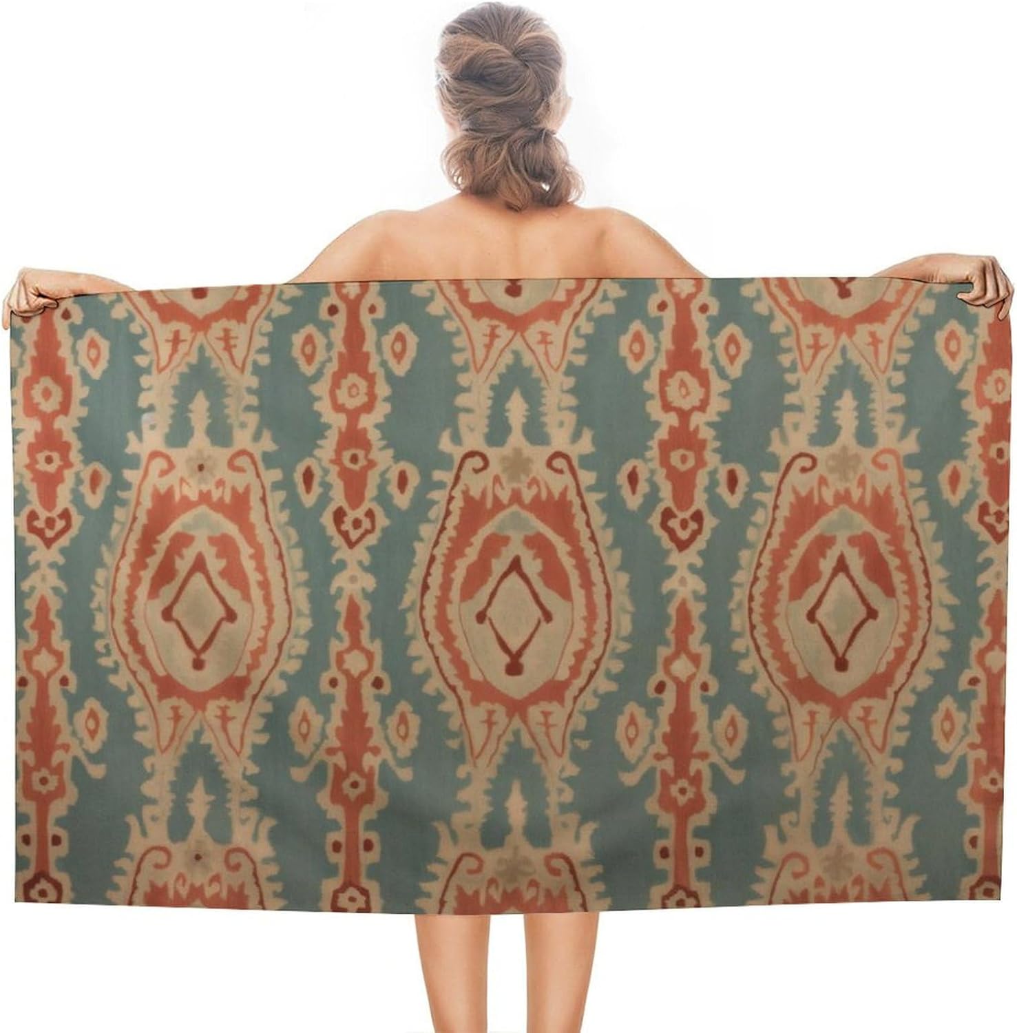 Ikat Woven Fabric - 패브릭 패턴 비치 타월 흡수성 컴팩트