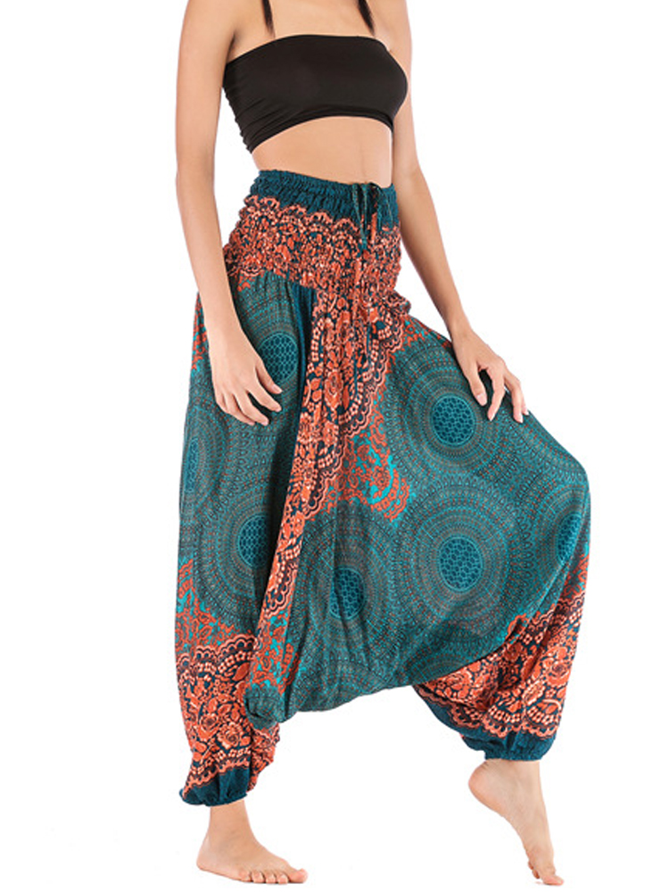 Ethnic Boho Fashion - 레트로 보헤미안 플로럴 프린트 캐주얼 여성