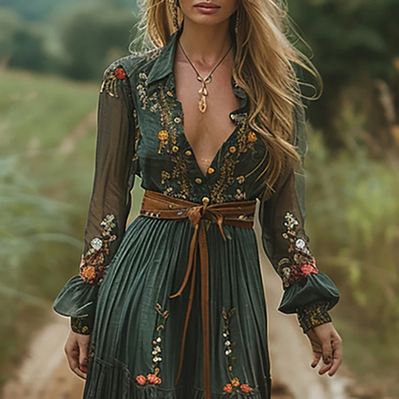 여성을위한 민족 패션 꽃 프린트 빈티지 드레스 섹시한  - Ethnic Boho Fashion 리뷰 및 가격
