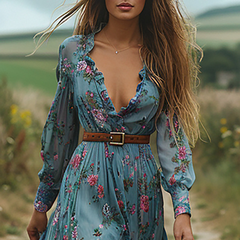 여성용 에스닉 패션 꽃무늬 프린트 빈티지 원피스, 섹시 - Ethnic Boho Fashion 리뷰 및 가격