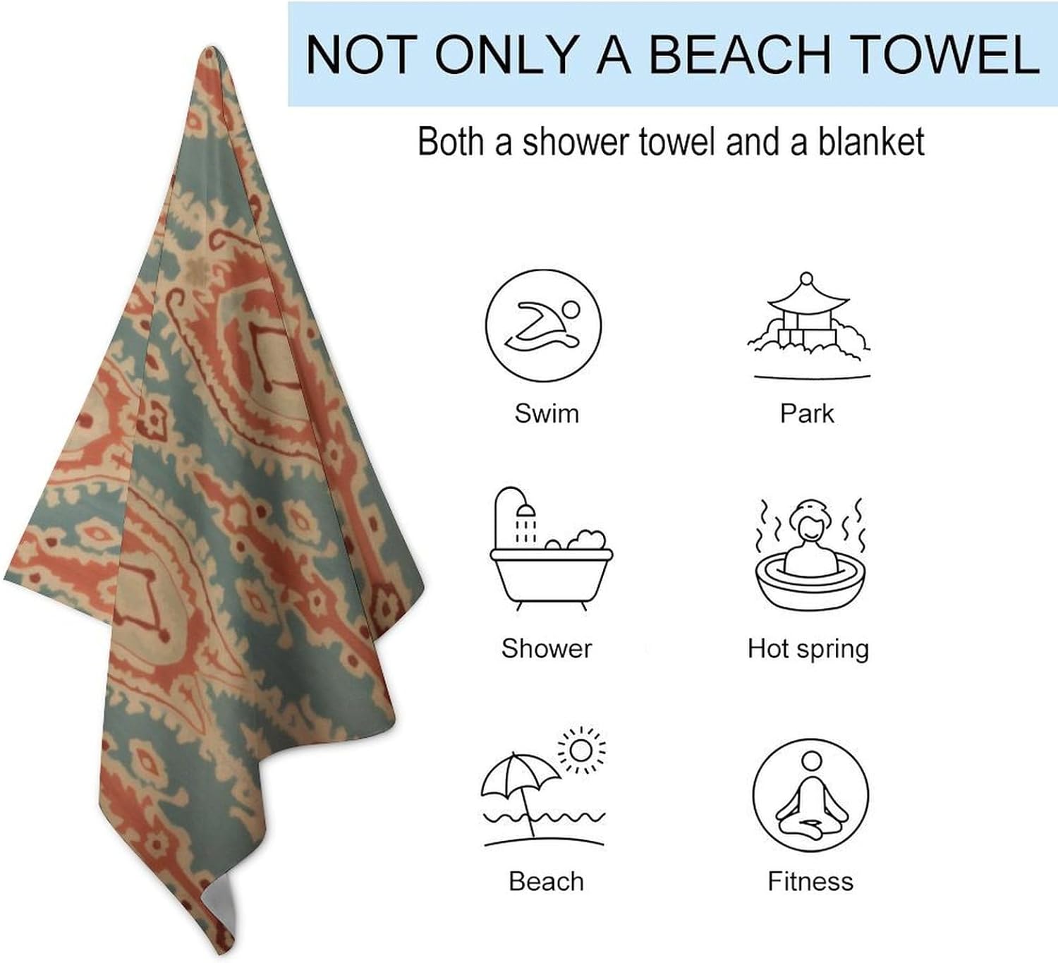 패브릭 패턴 비치 타월 흡수성 컴팩트 변색 방지 목욕  - Ikat Woven Fabric 리뷰 및 가격