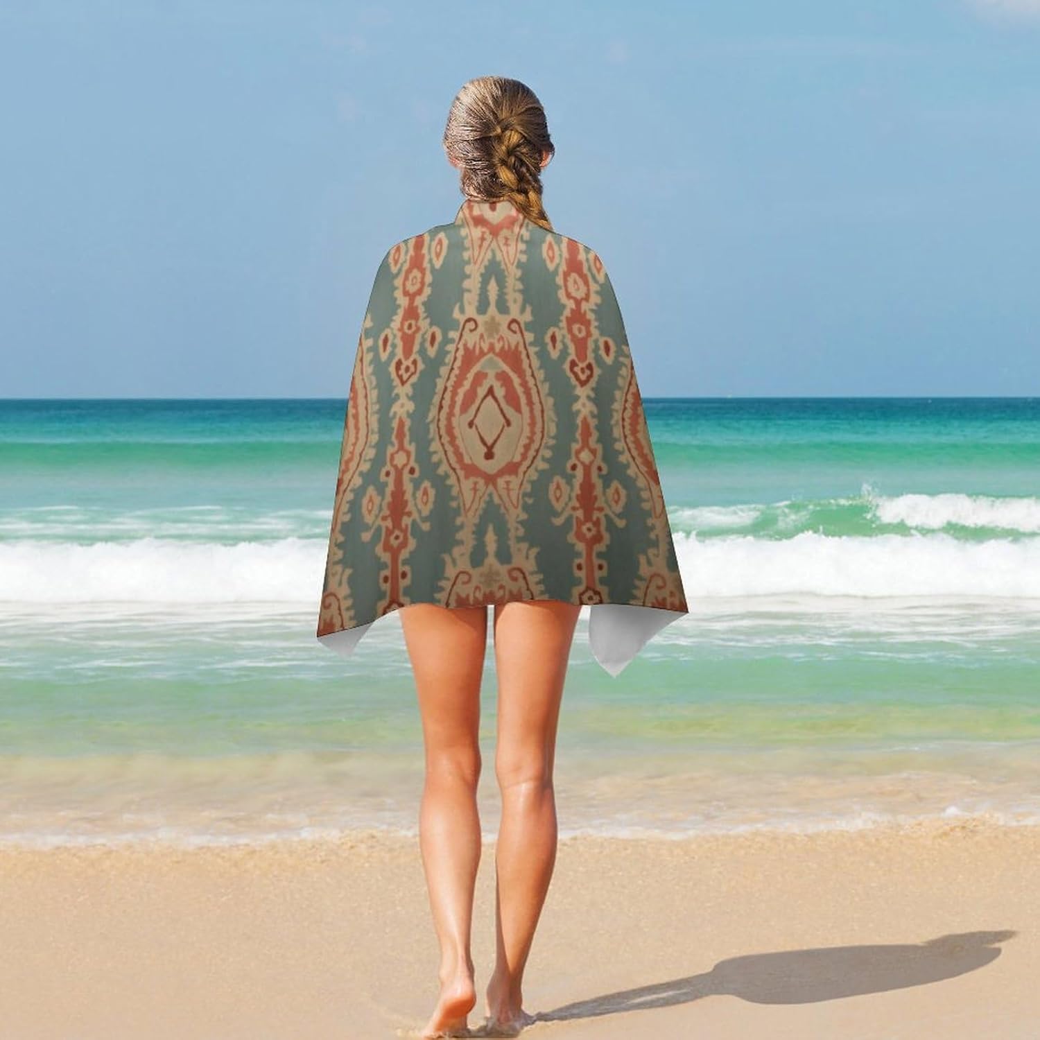 패브릭 패턴 비치 타월 흡수성 컴팩트 변색 방지 목욕  - Ikat Woven Fabric 리뷰 및 가격