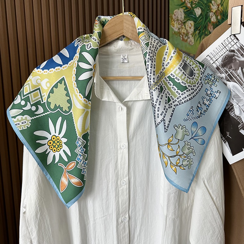 그린 보헤미안 스타일 말 무늬 스퀘어 스카프 70cm  - Ethnic Boho Fashion 리뷰 및 가격