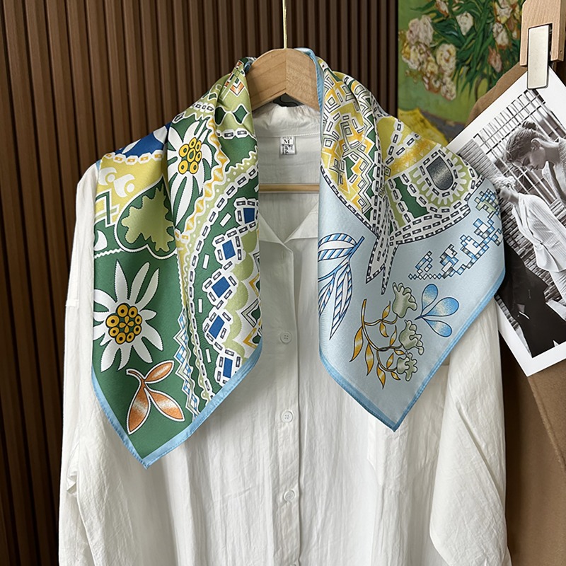 그린 보헤미안 스타일 말 무늬 스퀘어 스카프 70cm  - Ethnic Boho Fashion 리뷰 및 가격