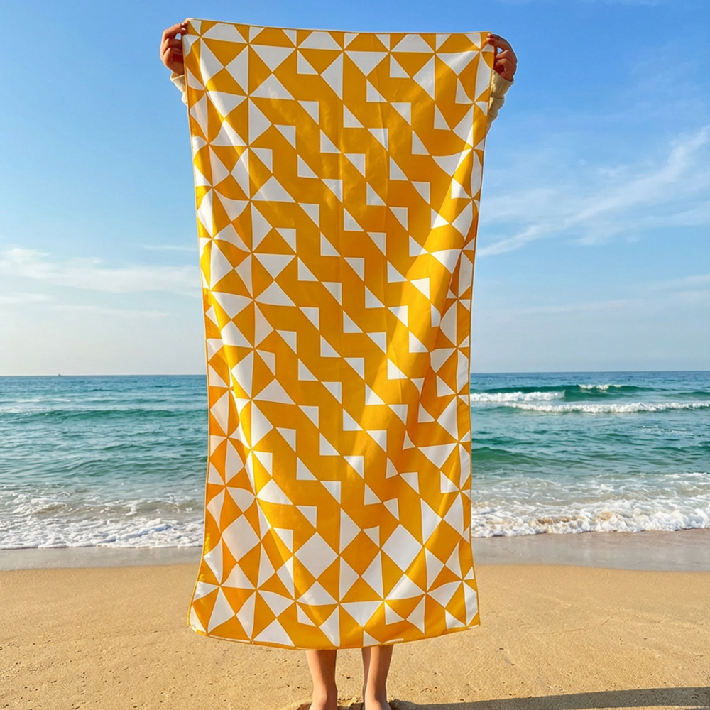 오렌지 블루 이캇 프린트 비치 타월, 에스닉 기하학 무 - Ikat Woven Fabric 리뷰 및 가격